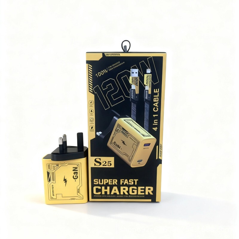 Trendy New Mecha Type-C Dual USB Full Protocol Super Fast Charging Head British Standard USB Charger European and American British Standard