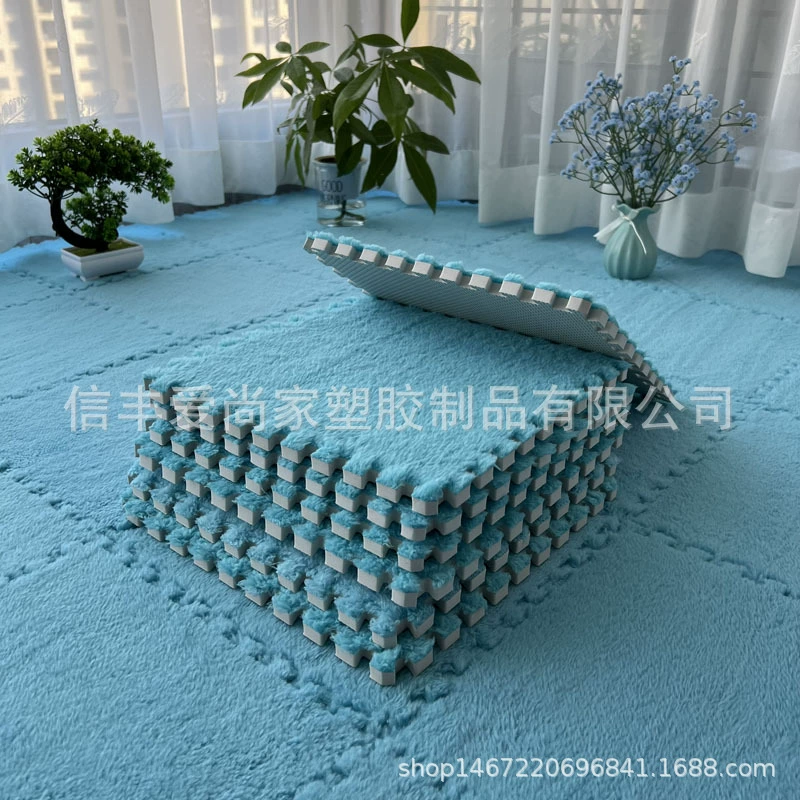 Плюшевые клетчатые пенопластовые плитки для пола 30x30x0.6 см для спальни/гостиной, противоскользящие, легкий уход