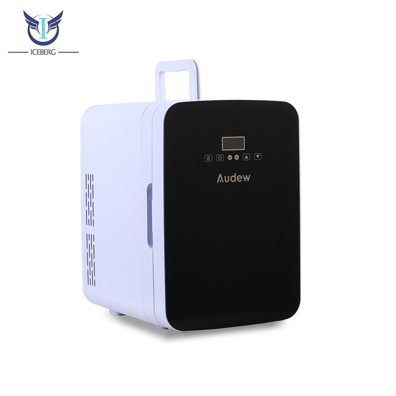 Una pieza al por mayor 10L hogar y coche de doble uso refrigerador de coche cosméticos mini refrigerador conveniente refrigerador cosmético