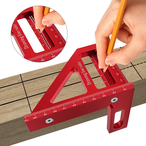 Newly upgraded triangular hole ruler, woodworking marking ruler, right-angle ruler, angle ruler, scriber, angler, aluminum alloy ruler