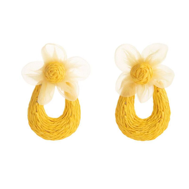 手作りの草の網の花のイヤリングの高級感の女性の軽豪華なファッションのイヤリングの森系の小さい清新で甘い耳飾り|undefined