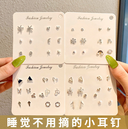 Korean Love Versatile Week Combination Earrings Summer Fresh Weekly Earrings Fashionable Alloy Jewelry Temperament Earrings