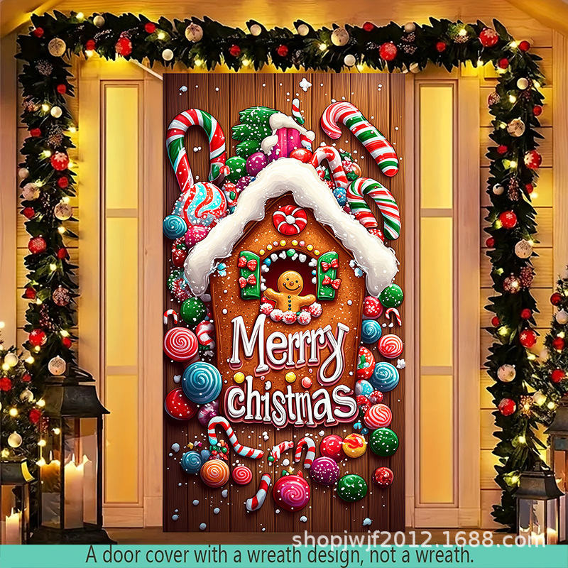 temu クロスボーダー新しいクリスマスツリードアカバーさまざまな装飾サンタクロースギフトドアカバーホリデーパーティー雰囲気バック|undefined