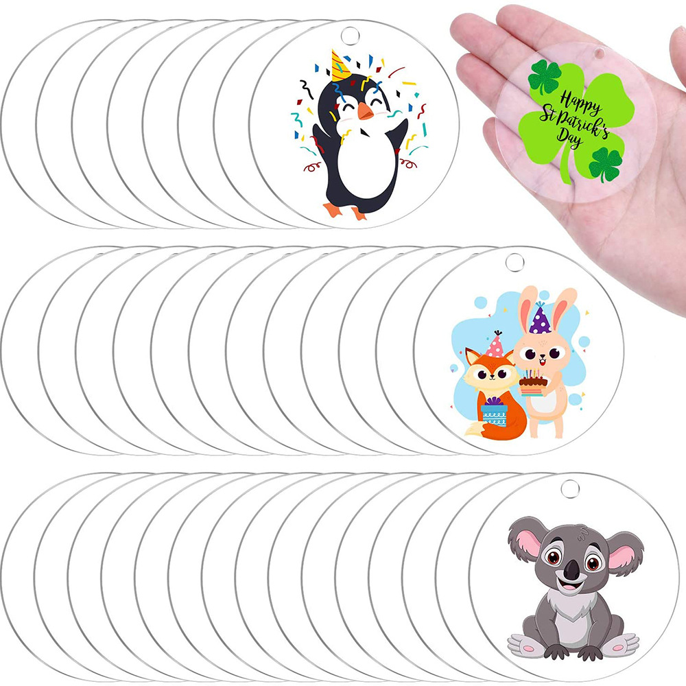 Llavero de acrílico embrión decoración oblea de acrílico transparente DIY artesanía colgante hecho a mano 30 piezas conjunto