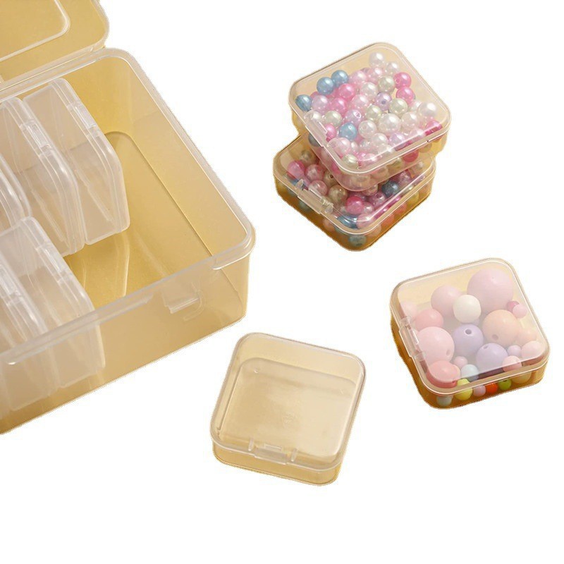 Caja de embalaje independiente de 14 rejillas Caja de almacenamiento de cuentas Caja de joyería transparente de plástico Caja de piezas de hardware Caja de juego de PP con tapa