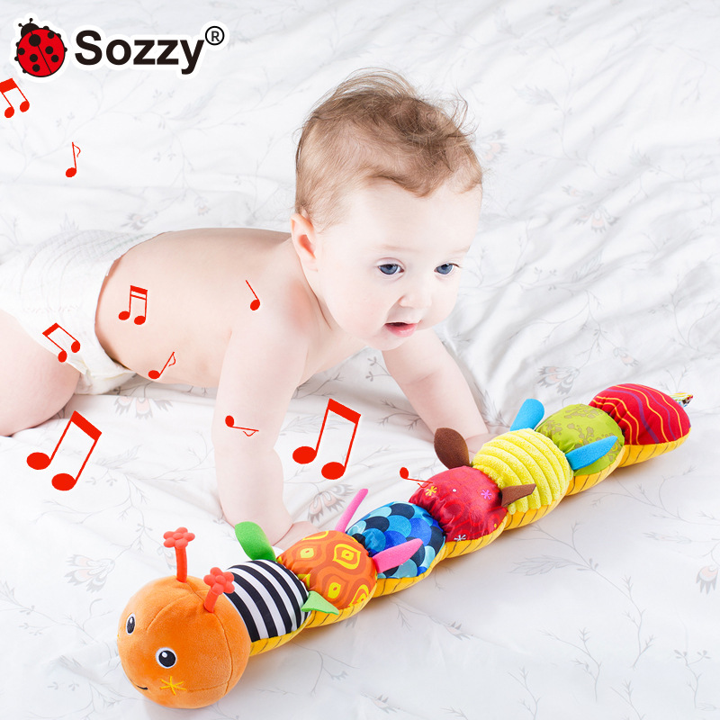 Sozzy oruga de goma, regla de altura, recién nacido, muñeca de peluche, muñeca de educación temprana, juguete de iluminación para bebés