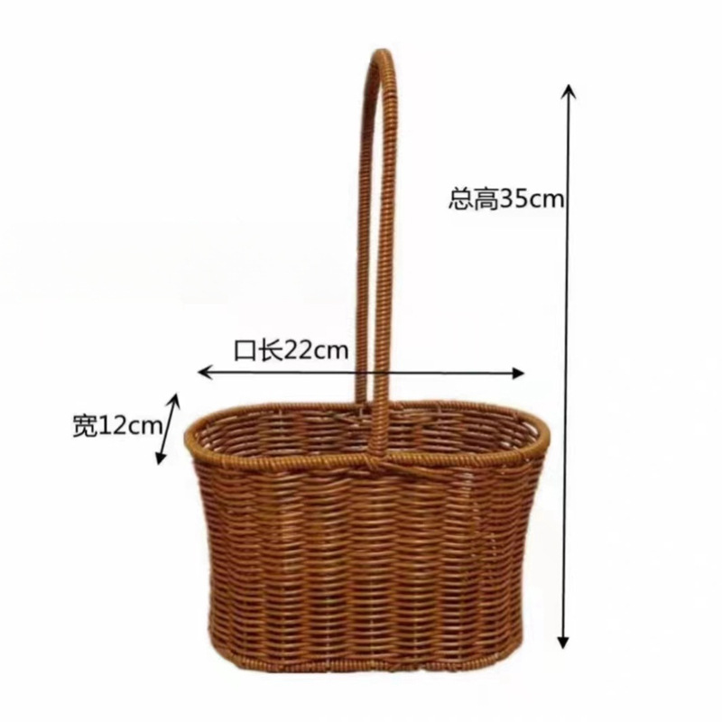 Cestas de flores tejidas a mano tejidas de paja bambú tejidas de flores tejidas a mano imitación de vid y fruta huevo caja de regalo cesta pastoral