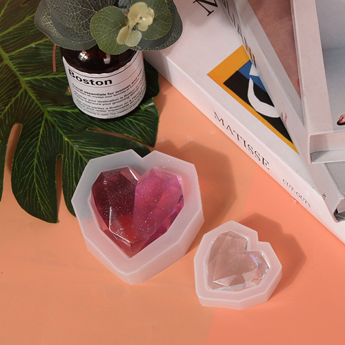 DIY Crystal Resin Geometric Heart Mold High-Gloss Plaster Aroma Car Ornament Diffuser Stone Handmade Octagon