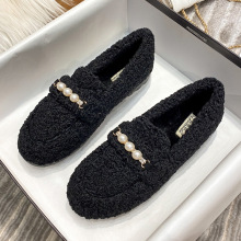 毛毛鞋女秋冬外穿厚底一脚蹬羊羔毛豆豆鞋女加绒棉瓢鞋大码41一43