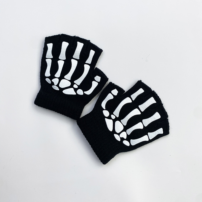 亚马逊欧美跨境夜光骷髅头骨爪手套万圣节发光手套Skull Gloves|undefined