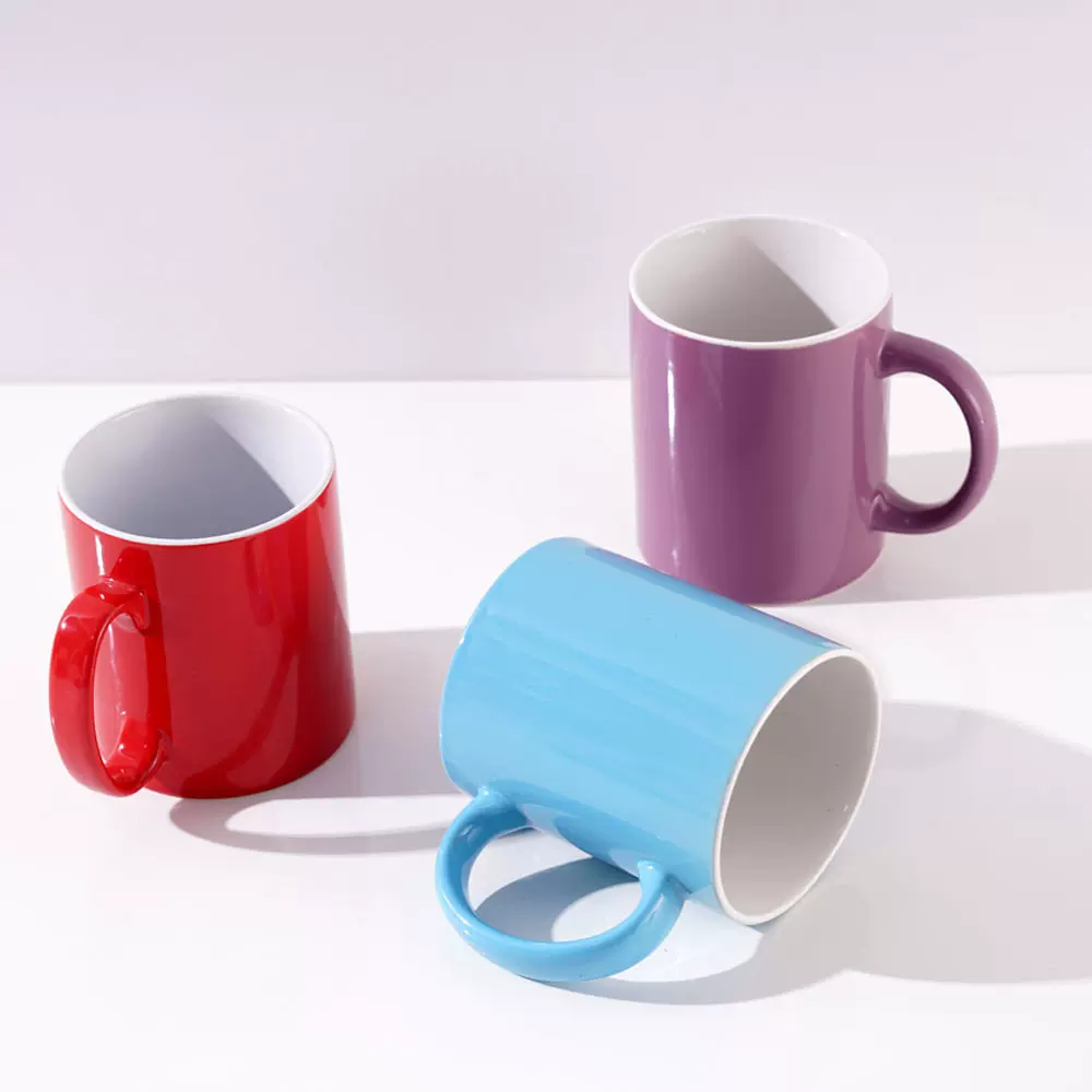工厂促销简约纯色陶瓷马克杯升华杯牛奶杯高颜值水杯子咖啡