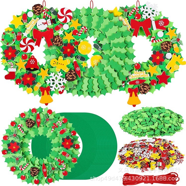 Diyのクリスマスの泡のステッカーの花轮の工芸品の子供のクリスマスのパーティーの工芸品の雪だるまのevaのステッカー|undefined
