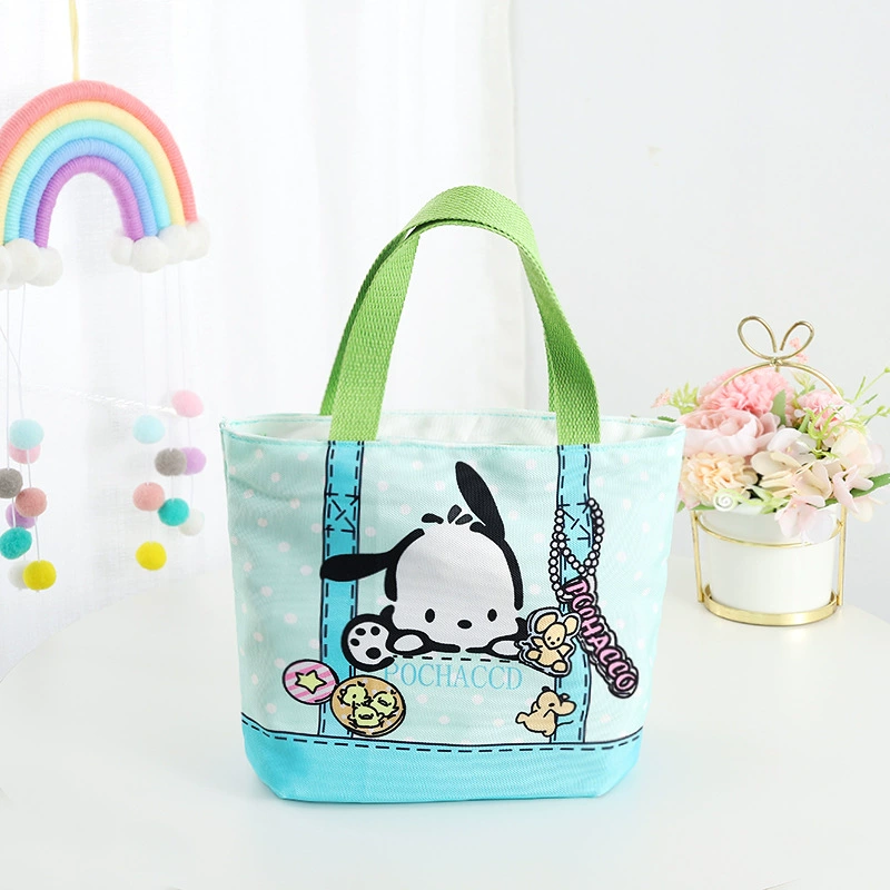 Cartoon linen bag, handheld lunch box bag, tableware for elementary school students, organizer bag, food bag