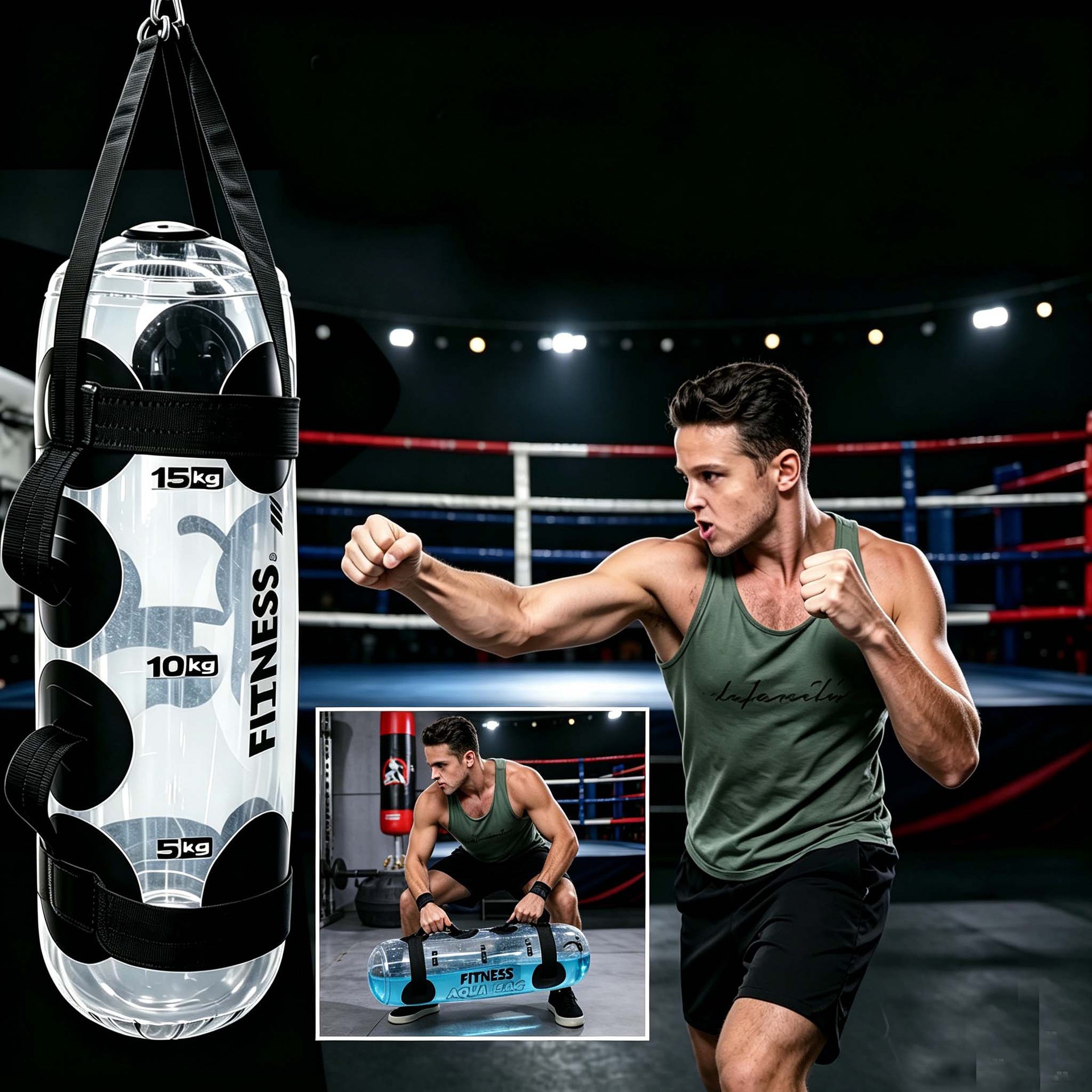 Boxing Punching Bag, Martial Arts Gym Hanging Punching Bag, Gym Training Equipment, Weightlifting Punching Bag, Muay Thai Weighted Water Bag