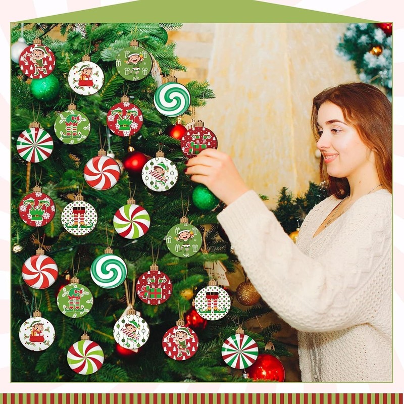 クリスマス木製ミントオーナメント渦巻きキャンディデコレーションクリスマスツリーデコレーションハンギングホームデコレーション|undefined