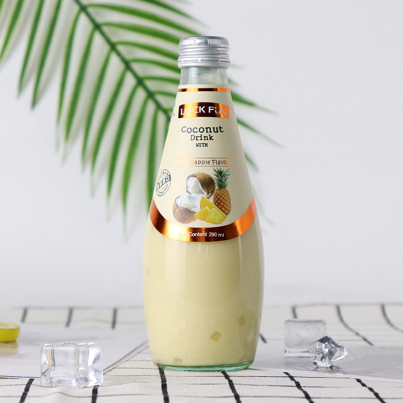 LockFun Coconut Juice Beverage 290ml*5 Bottles, Contains Pulp, Thai Import, Dropshipping