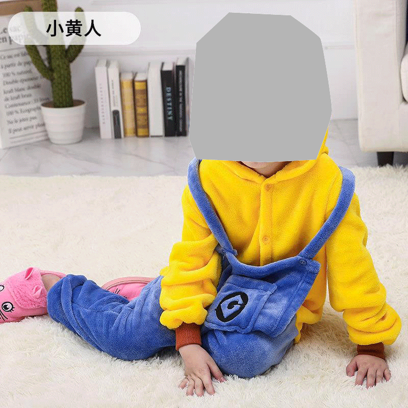 FUENTE Fábrica al por mayor pareja niños de dibujos animados animal de una sola pieza pijamas de franela Otoño e Invierno engrosada dinosaurio cálido