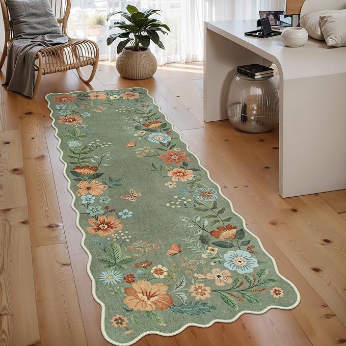 Cross-Border Retro Floral Strip Carpet Wear-Resistant Anti-Slip Kitchen Mat Bedroom Easy Care Bedside Blanket Corridor Blanket Dropshipping