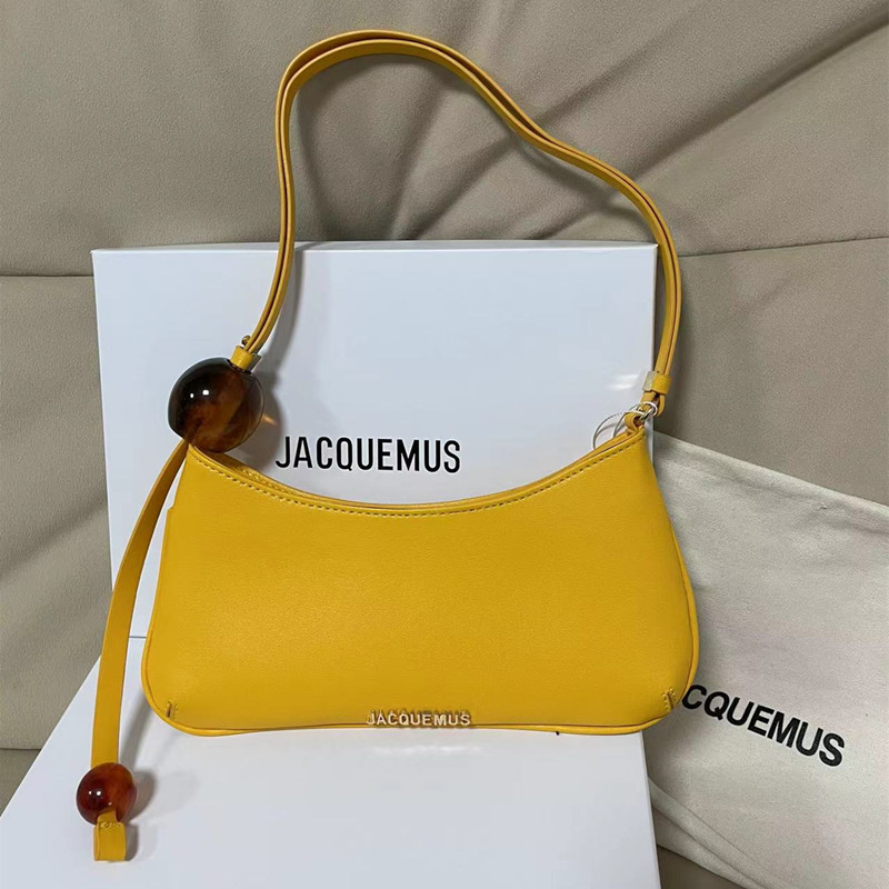 Correct Jacquemus Genuine Leather Cowhide Shoulder Underarm Baguette Bag Fashionable All-match Simple Large Capacity Women's Bag