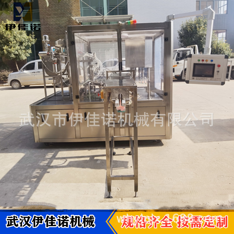 伊佳诺机械YJN-6头宠物食品自立袋灌装旋盖机 喵喵酱自立袋灌装机