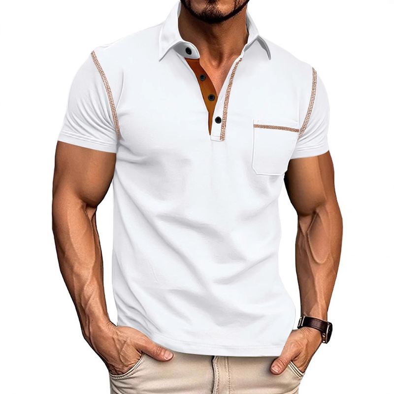 Temu Cross-Border European and American Hot-Selling Summer New European Size Men's Short-Sleeved T-Shirt Foreign Trade Casual Sports Lapel Polo Shirt