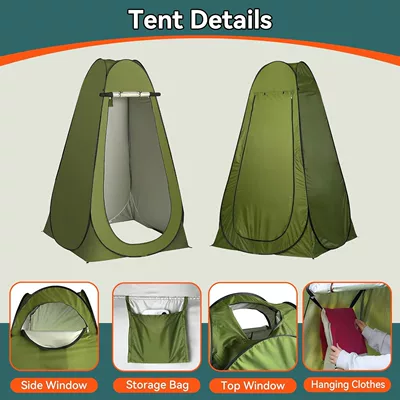 Folding Car Toilet, Outdoor Kempinq və səyahət - 14m-window-green-tent