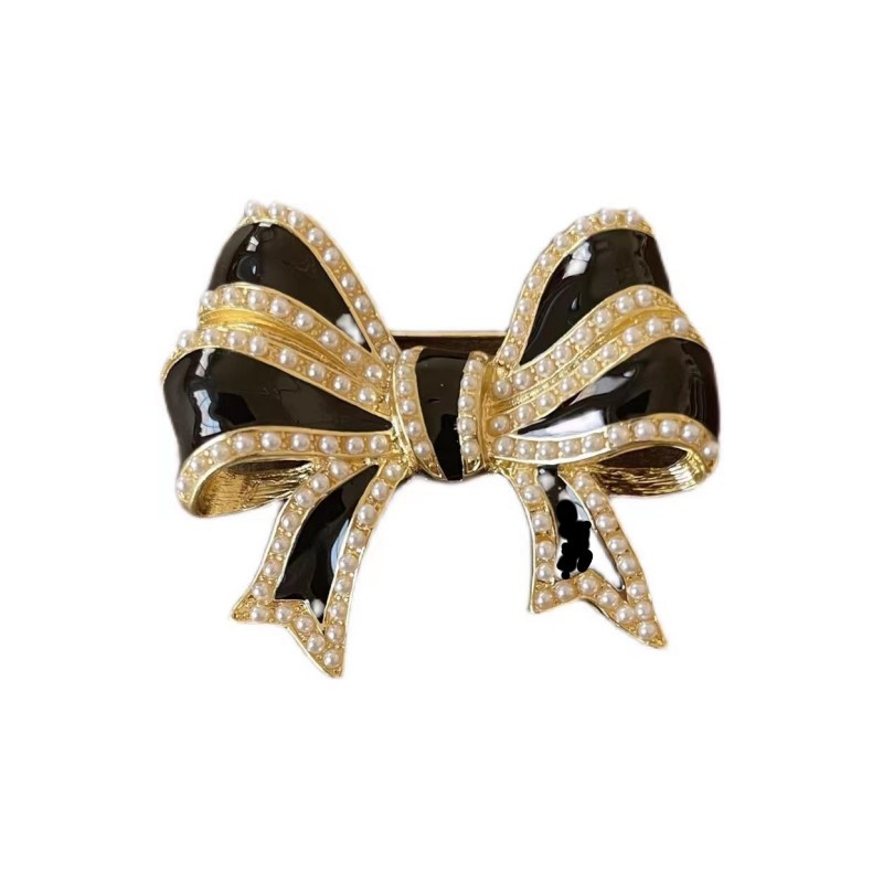 Retro Palace French Bow Brooch for Women, Fashionable Small Fragrance Enamel Corsage Brooch, Wholesale in Stock