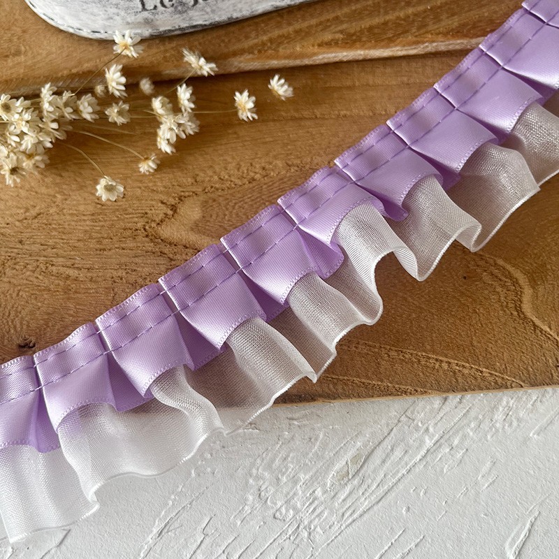 Doble capa de nieve púrpura con accesorios de encaje pleja de lótus borde cuello puño ropa hecha a mano DIY material