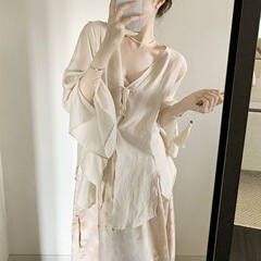 新しい中国風の日焼け止め服通気性シフォン軽量アウターカーディガン女性のための夏 2025 新しいスタイルサスペンダースカートジャケット