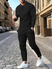 M4929 代发速卖通亚马逊跨境新款男式休闲运动套装男士纯色纹