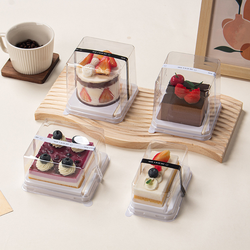 三角形慕斯盒切塊切件蛋糕盒千層透明蛋糕卷打包盒長方正方圓形盒