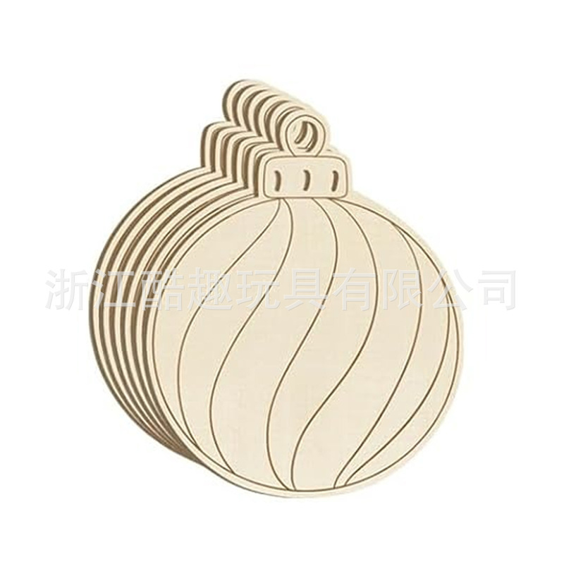 新しいレーザーシリーズ装飾木製クリスマスボールアクセサリークロスボーダー木製子供用手描き中空手作り|undefined