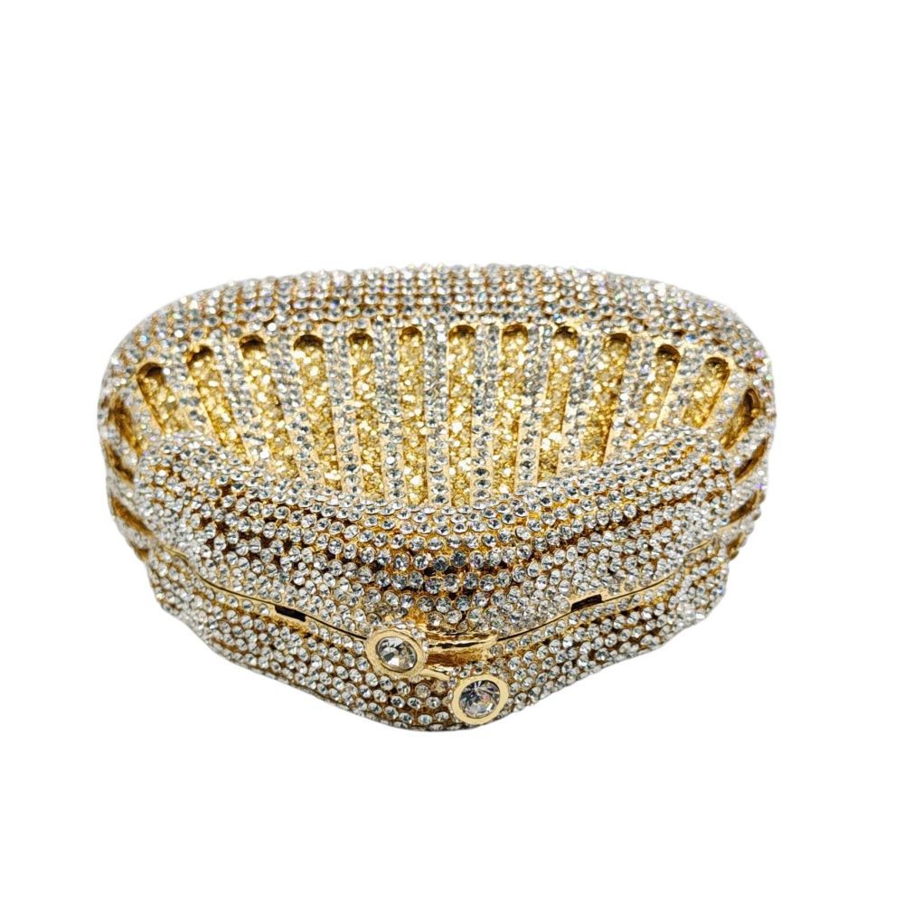 Túi clutch nữ đính đá dạ hội – túi cầm tay đính kim cương dự tiệc — Nền vàng kim cương trắng, Vàng Pha Lê, Vàng kim AB, Bạc AB chi tiết 1