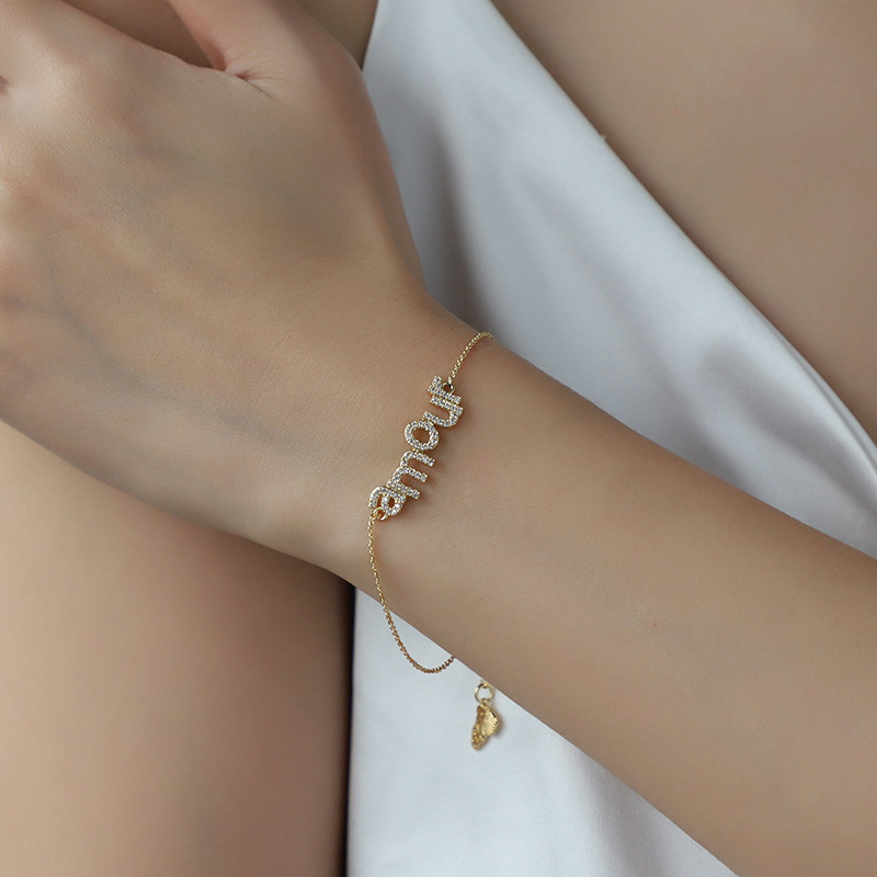 Original Design Letter Copper Plating Zircon Bracelets 1 Piece