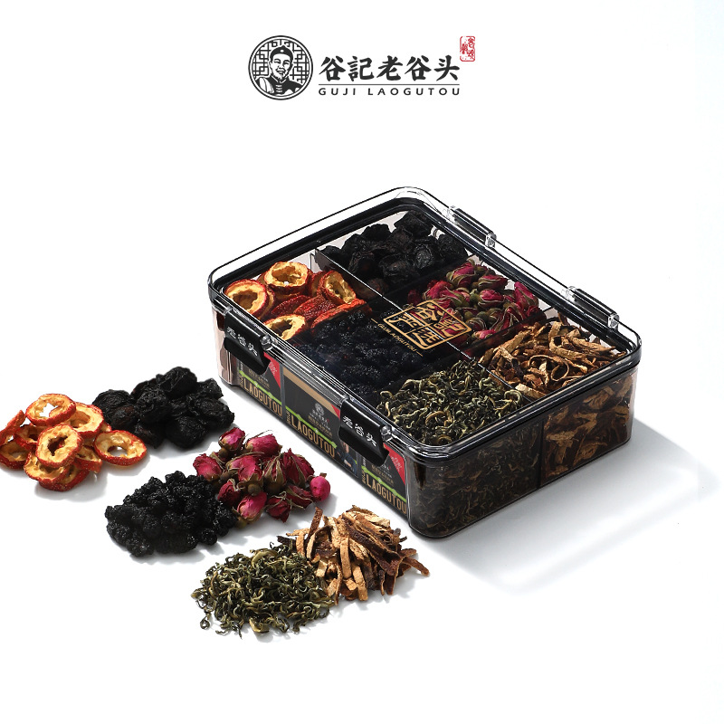 Hawthorn Mulberry Dark Plum Rose Lotus Leaf Tea Pack Sour Plum Drink Blend 430g in use