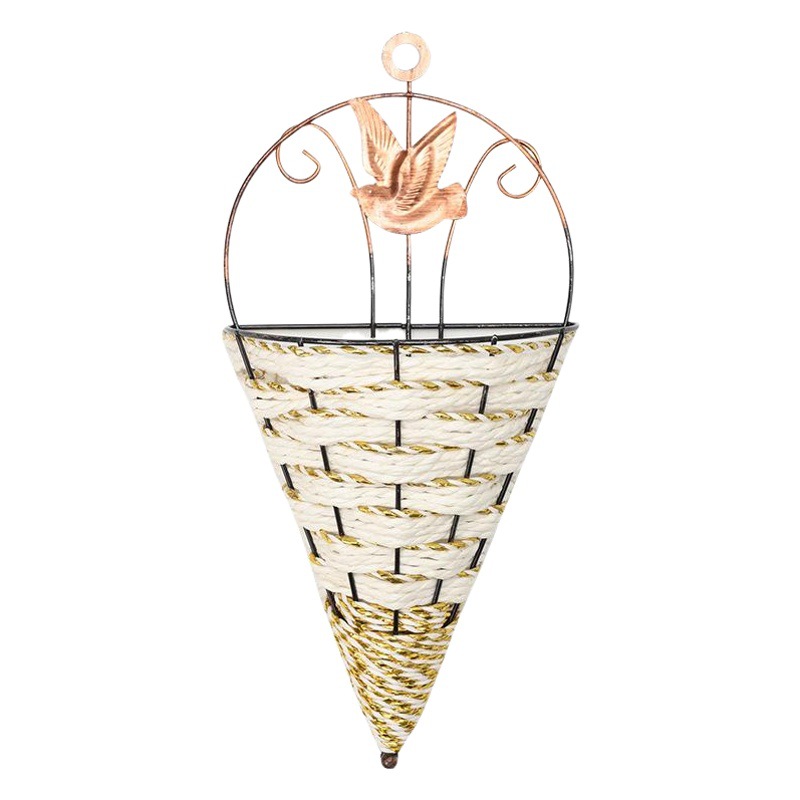 Cesta colgante de hierro para flores, seda artificial, semimanual, tejido, para decoración interior image 1
