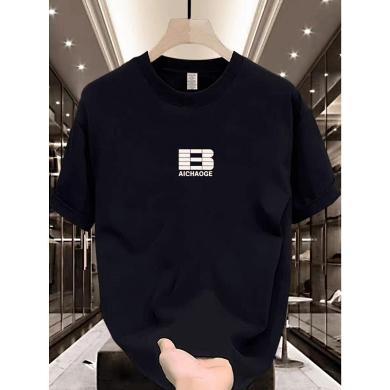 Ropa de verano para hombre, nuevo estilo, versátil, atractivo, estilo americano de Hong Kong, camiseta de manga corta, top con media manga y cuello redondo._voghion.com