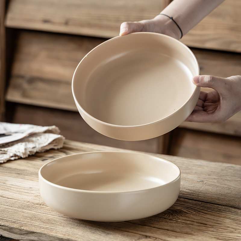 Cuencos de cerámica de color universal cuencos de platos domésticos cuencos de platos occidentales mate cuencos de ensalada de frutas de color sólido nórdico cuencos de cubiertos simples