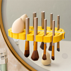 Leaf-shaped makeup brush organizer rack, punch-free adhesive design—perfect for bathroom, toothbrushes, and beauty brushes; cross-border product