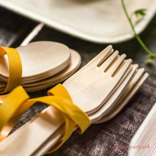 һ���Լ�ɫԭľ�|�Ƶ�����Ұ�����͵�����Wooden Disposable Fork