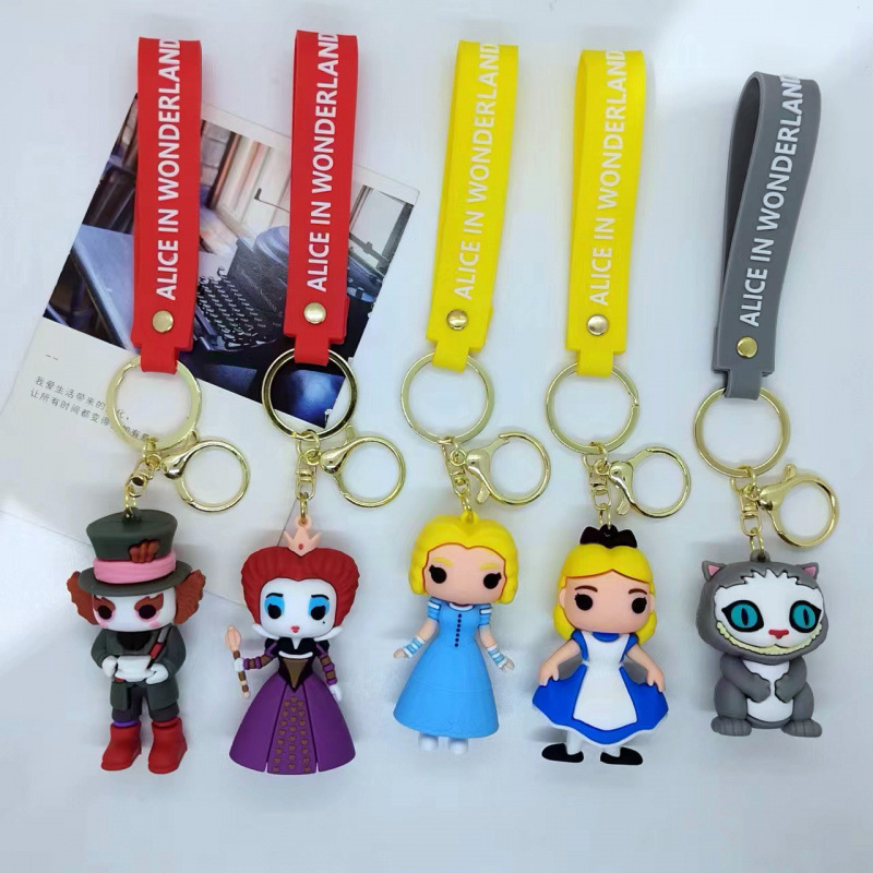 Cross-Border Creative Cartoon Alice in Wonderland Keychain Pendant Bag Car Keychain Gift Wholesale