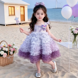 女童2026年夏款新款飞袖卡通公主纱裙六一表演服连衣裙网红童装潮