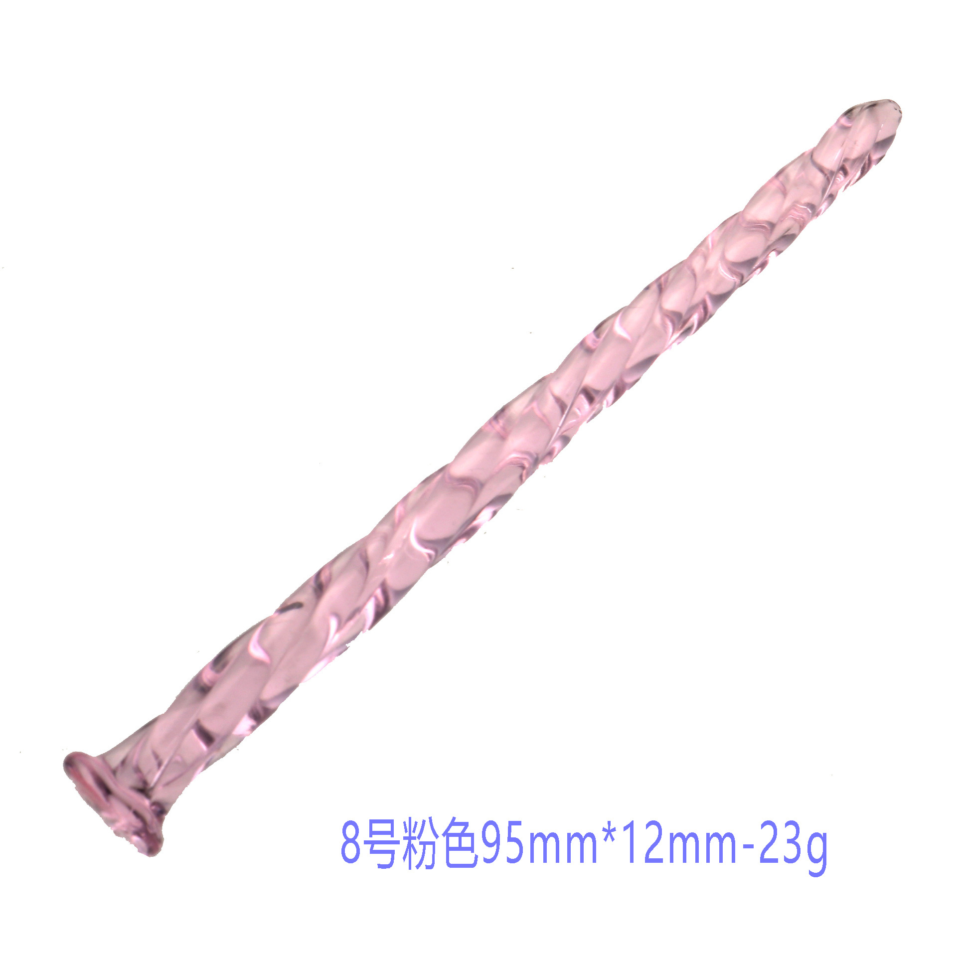 Spiral Crystal Glass Urethral Sound Stick, Twist Rotating Manual Plug, 95mm Pink — detail image 8