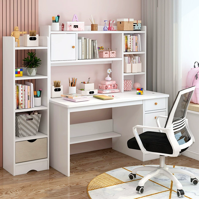 Стол Книжная полка Встроенный стол с книжным шкафом Простой домашний компьютерный стол для спальни Настольный студенческий обучающий письменный стол