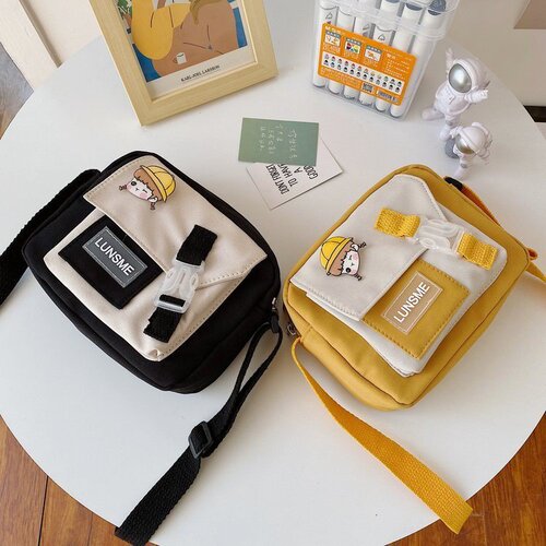 Cute canvas bag women's crossbody  new Korean version ins Japanese style Harajuku simple student literary shoulder bag