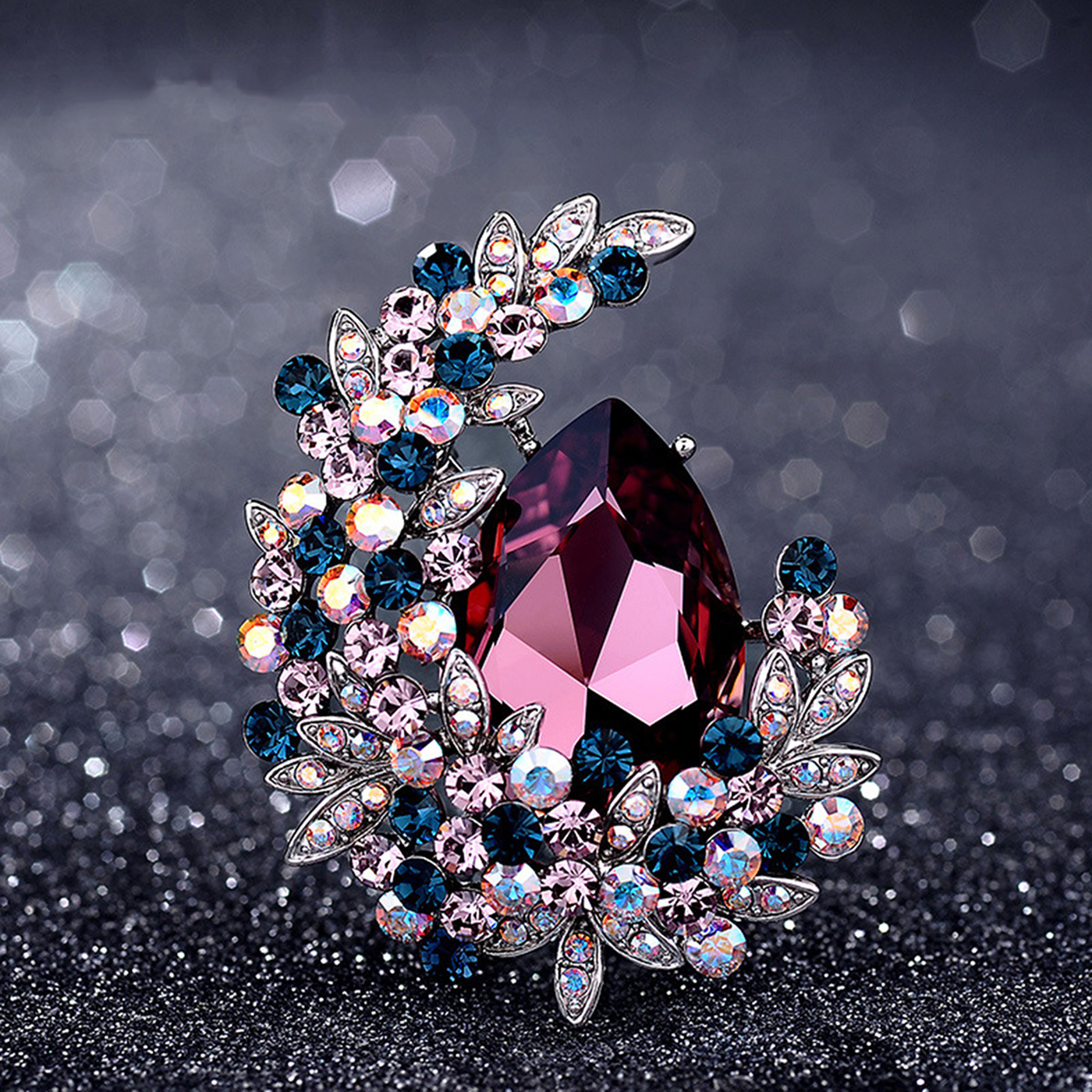Europeo y americano transfronterizo broche de lujo de cristal pecho exquisito abrigo de moda traje accesorios ropa de mujer chal hebilla PIN image 5