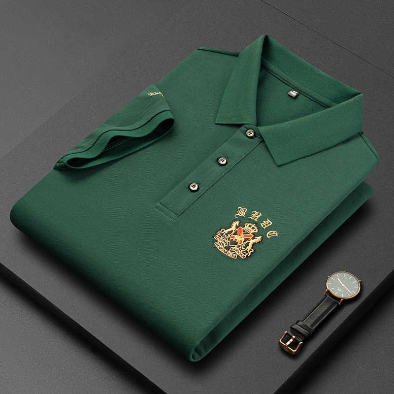 Pesson Dragon Summer Light Business Fashion Men's Short-sleeved T-shirt Solid Color High-end Embroidered Mercerized Cotton Men's T-shirt Pesson Dragon Summer Light Business Fashion Men's Short-sleeved T-shirt Solid Color High-end Embroidered Mercerized Cotton Men's T-shirt