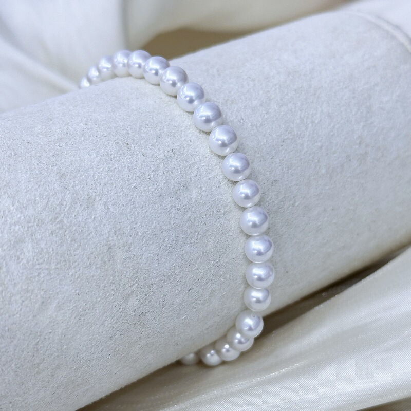 Zhuji Natural Freshwater Pearl Bracelet with Elastic String, Stackable Jewelry, Near-Round Pearls, No Need to Remove When Washing Hands, Versatile Bracelet