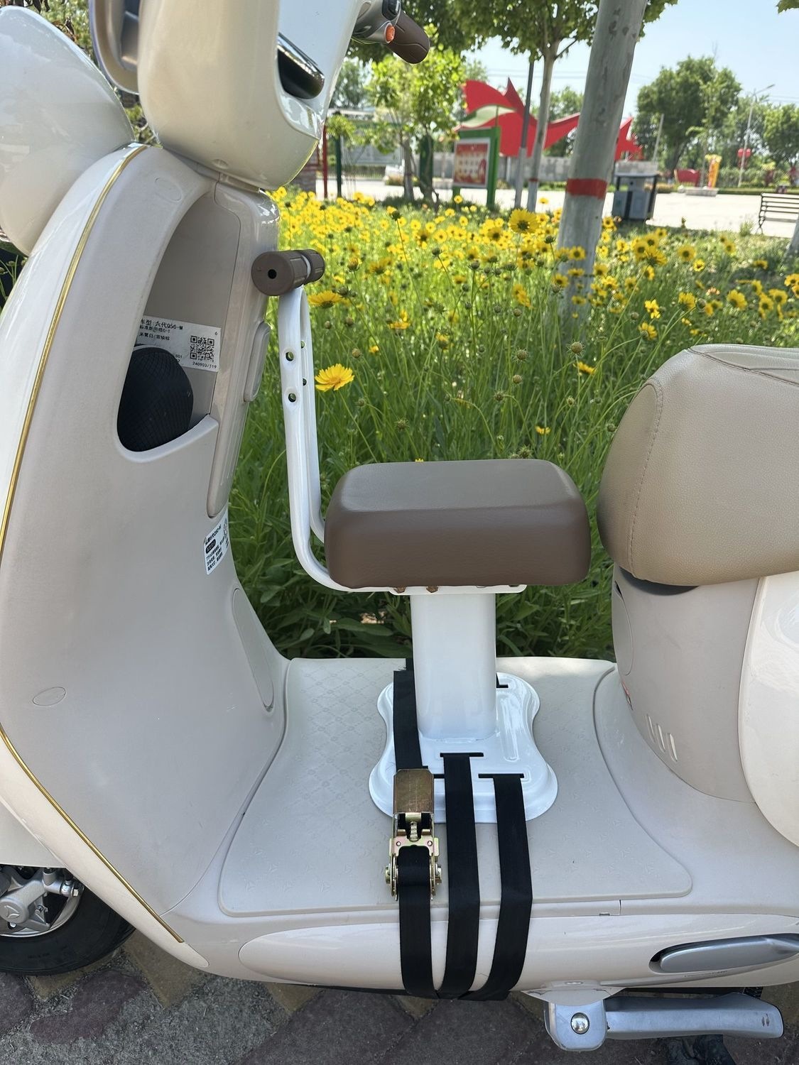 Electric Vehicle Child Seat, Baby Seat, Electric Scooter Child Seat with Armrests, Front-Mounted Child Seat Y90