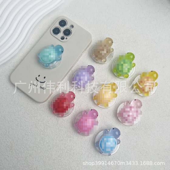 Luminous Turtle Mobile Phone Holder Mini Resin Retractable Foldable Resin Turtle Simulation Turtle Transparent Mobile Phone Holder